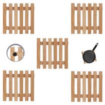 Descanso De Panela Quadrado Madeira Ripado 14,5Cm Kit 05 Un