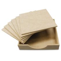 Descanso de Panelas com 6 Bases de MDF Madeira Crua - Tamanho: 20 x 20 x 05 cm