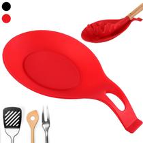 Descanso De Talheres Em Silicone Vermelho Com Apoio Alça - UNY GIFT