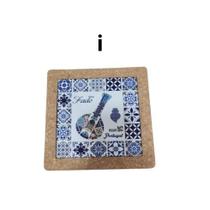 Descanso panela cortica e ceramica quadrado 20x20cm