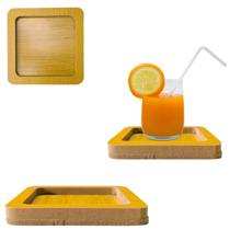 Descanso Porta Copo Quadrado de Madeira Para Bebidas 10cm Descanso Porta Copo Quadrado de Madeira Para Bebidas 10cm