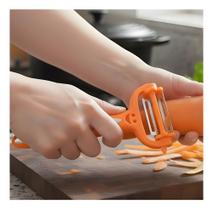 Descascador De Legumes 3 Em 1 Inox Rotativo Multifuncional Laranja