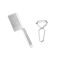 Descascador de Legumes Inox e Cortador Batata Ondulado 2un