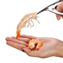 Descascador Inox Limpador De Camarão Pinça Tira Casca Fácil