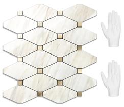 Descasque e cole o mármore bege polido Backsplash STICKGOO da Eurásia Descasque e cole o mármore bege polido Backsplash STICKGOO da Eurásia