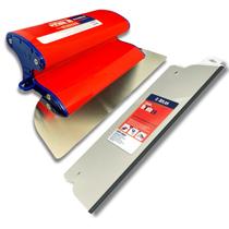 Desempenadeira Aço Inox 25cm + Refil Lâmina Ferro Atlas Massa Corrida Cimento Queimado Tipo Berox