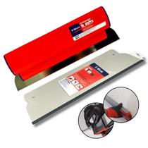 Desempenadeira Aço Inox 40cm + Refil Lâmina Ferro Atlas Massa Corrida Cimento Queimado Tipo Berox