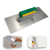 Desempenadeira de Aço Inox Lisa Galo 113/00 113/05 29 x 12cm C/Cabo Aberto para Acabamentos de Massa Corrida Texturas Pedreiros e Pintores Verde/Rosa