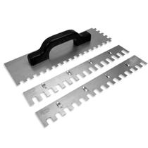 Desempenadeira Dentada 3 em 1 Flextools 36cm Aço/Plástico Dentes de 12 e 10mm Azulejistas Pedreiros Assentamento de Azulejos e Pisos Profissional