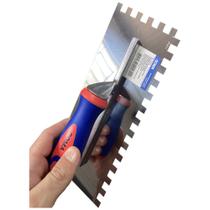 Desempenadeira Dentada Aço Inox 28x12cm Dente 10mm Roma