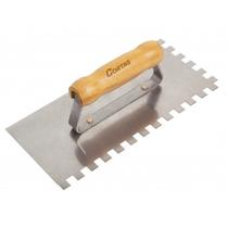 Desempenadeira em aço dentada com cabo de madeira 10x10mm - Cortag