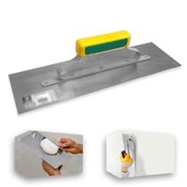 Desempenadeira Lisa Galo 309/00 40x12cm Aço Inox C/Cabo Fechado para Argamassas Massa Corrida Texturas Profissional