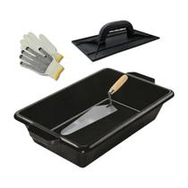 Desempenadeira Lisa + Kit Pedreiro Colher E Caixa De Massa