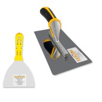 Desempenadeira Rígida de Aço Inox 30x11cm Com Espátula Flexível Evolution Construção Civil Acabamento Resistente Lâmina Maleável Bordas Arredondadas