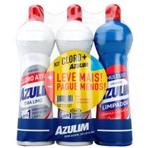 Desengordurante Limão + Multiuso Tradicional + Tira Limo Squeeze 500ml Azulim Kit 3 Produtos