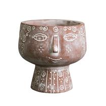 Desenho de rosto de menina abstrato em vaso de flores 1 kg 14x14x15cm