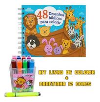 Desenhos Bíblicos Para Colorir + Canetinhas Hidrocor Infanti