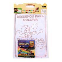 Desenhos Para Colorir 12 Variados Com Giz De Cera Infantil - FMSP