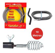 Desentupidor Manual Tufão Aço 10m p/ Ralos Tanque Banheiro Caixas de Inspeção Calhas Saídas de Vaso Sanitário Tubulação de Esgoto Tubulações