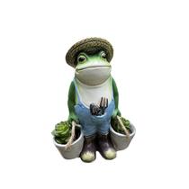 Design de balde duplo Flowerpot de resina Farmer Frog 290g Design de balde duplo Flowerpot de resina Farmer Frog 290g