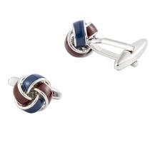 Design de corda torcida com abotoaduras para homens em azul marinho e marrom Design de corda torcida com abotoaduras para homens em azul marinho e marrom