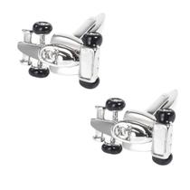 Design de corrida de carros de metal Cuff Links em prata e preto
