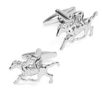 Design de corrida de cavalos Cufflinks para homens em cobre banhado a prata Design de corrida de cavalos Cufflinks para homens em cobre banhado a prata