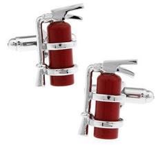Design de extintor de incêndio Cuff Links para homens em esmalte vermelho Design de extintor de incêndio Cuff Links para homens em esmalte vermelho