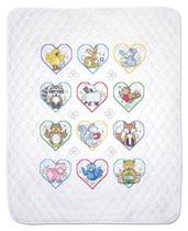 Design de kit de edredão para bebês Cross Stitch Works Animal Hearts