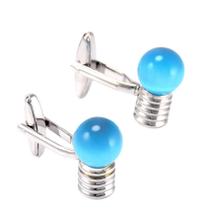Design de lâmpada LED azul Cuff Links para homens Design de lâmpada LED azul Cuff Links para homens