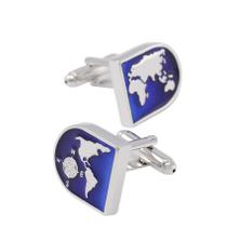 Design de mapa-múndi azul Cufflinks para homens Design de mapa-múndi azul Cufflinks para homens