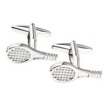 Design de raquete de tênis Cuff Links para homens em cobre banhado a prata