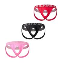 Design de recorte Jockstrap JOCKMAIL para homens, mistura de nylon, pacote com 3 Design de recorte Jockstrap JOCKMAIL para homens, mistura de nylon, pacote com 3