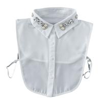 Design elegante de gola falsa feminina com strass e pérolas