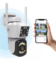 Design Elegante em Branco: Câmera Smart Wi-Fi à Prova D'água com Zoom 10x - DK