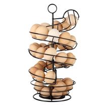 Design em espiral de metal preto Egg Skelter QUTREY com cesta de armazenamento Design em espiral de metal preto Egg Skelter QUTREY com cesta de armazenamento