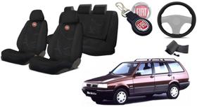 Design Exclusivo: Capas de Tecido para Fiat Elba 1986-1996 + Capa de Volante + Chaveiro Fiat Premium
