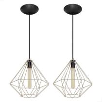 Design Sofisticado: Kit 2 Peças Pendente Diamante Cromado para Ambientes Modernos