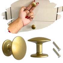 Design Sofisticado - Puxador mod. Botão Dourado Fosco 2 unidades, em Metal Resistente Design Sofisticado - Puxador mod. Botão Dourado Fosco 2 unidades, em Metal Resistente