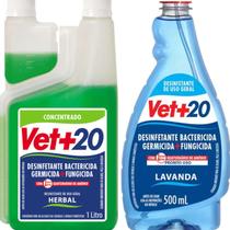 Desinfetante Bactericida Herbal Vet20 1L com Lavanda 500ml