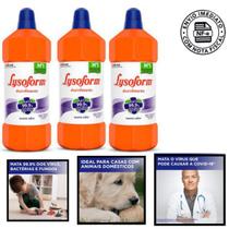 Desinfetante lysoform 1l suave odor kit com 3 unidades