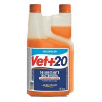 Desinfetante Vet+20 Concentrado Cravo-Limão para Cães e Gatos - 1L