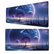 Desk Pad Mouse Pad Estampa Floresta Cósmica Galáxia Roxa Retangular para Escritório Desk Pad Mouse Pad Estampa Floresta Cósmica Galáxia Roxa Retangular para Escritório