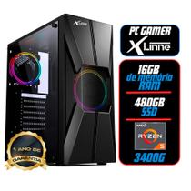 Desktop AM4 Gamer Ryzen 5 3400G 16GB SSD 480GB X-linne