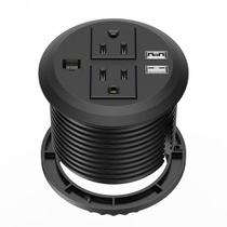 Desktop Power Grommet BTU de 7,5 cm com 2 tomadas AC e 2 portas USB