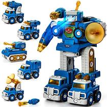 Desmonte o veículo de brinquedo robô Set 5 em 1 Brinquedos de Construção para Meninos de 5 Anos STEM Brinquedos Veículos transformados em robô para crianças brinquedos para crianças de 6 anos de idade construindo brinquedos
