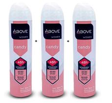 Desodorante Above Candy - Aerosol 150 Ml - Antitranspirante - Kit 3 unidades