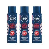 Desodorante Aero Nivea 200Ml Men Dry Impact - Kit C/3Un