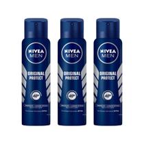 Desodorante aero Nivea 200ml Men Original Protect -Kit 3un