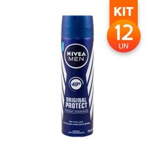 Desodorante Aerosol Nivea Masculino Original Protect Proteção 48H Antitranspirante 150ml (Kit c/ 12)